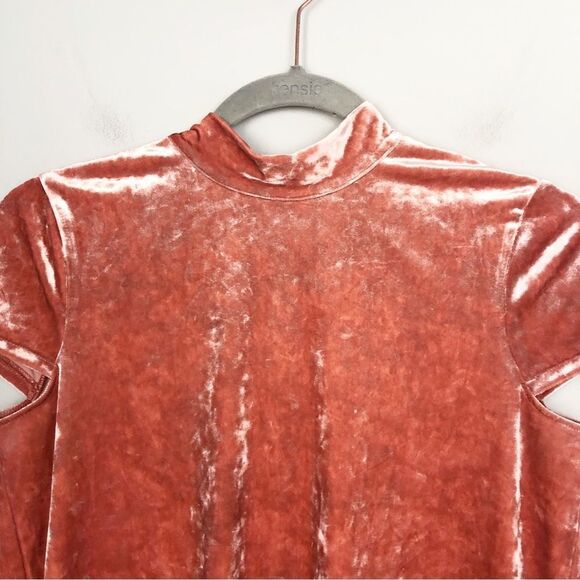 MADEWELL | Crushed Velvet Peach Mock Neck Cap Sleeve Dress Women’s Size X-Small - Picture 4 of 11